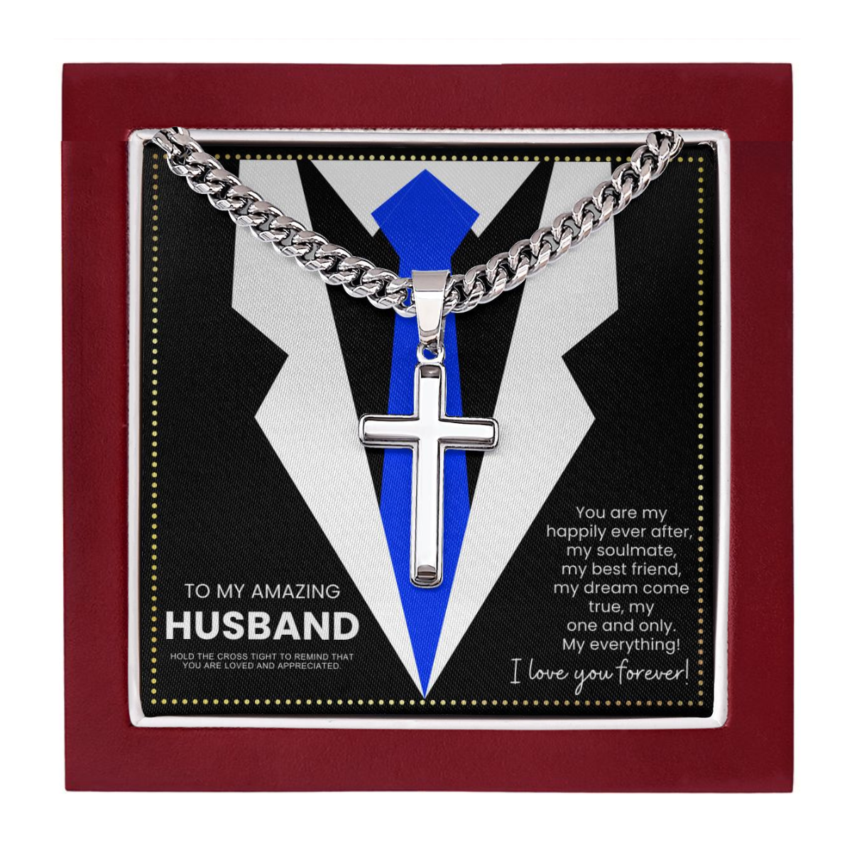 JGF Jewelry Gifts for Family Husband Card From Wife Silver Crucifix Pendant For Men