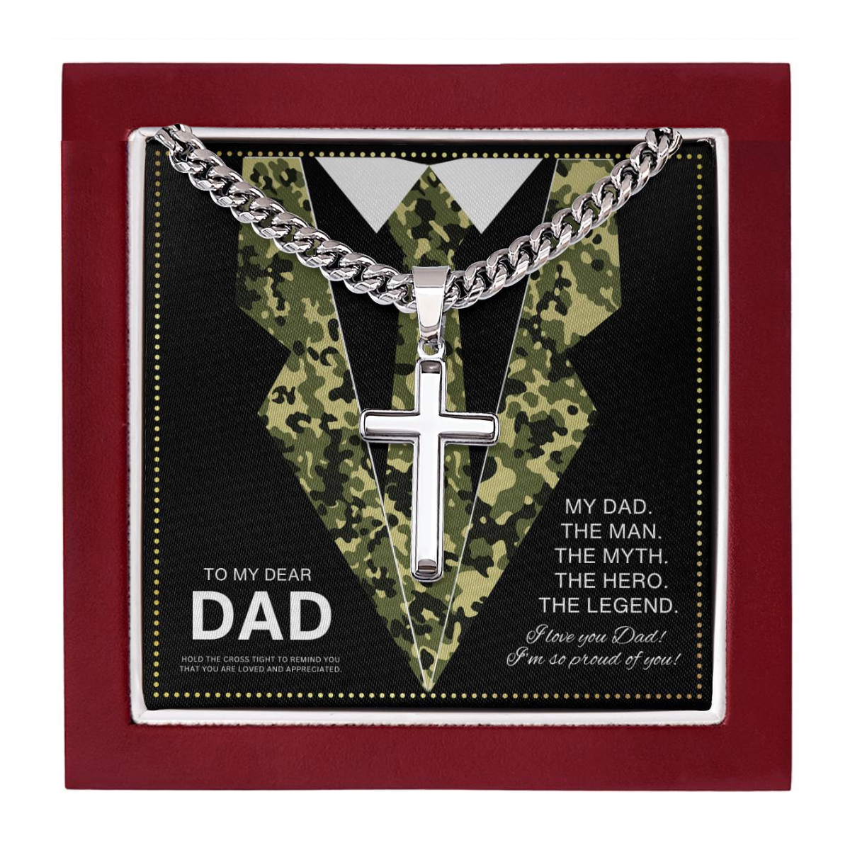 JGF Jewelry Gifts for Family Stainless Steel Mariner Link Chain Necklace Roman Catholic Crucifix Necklace For Men