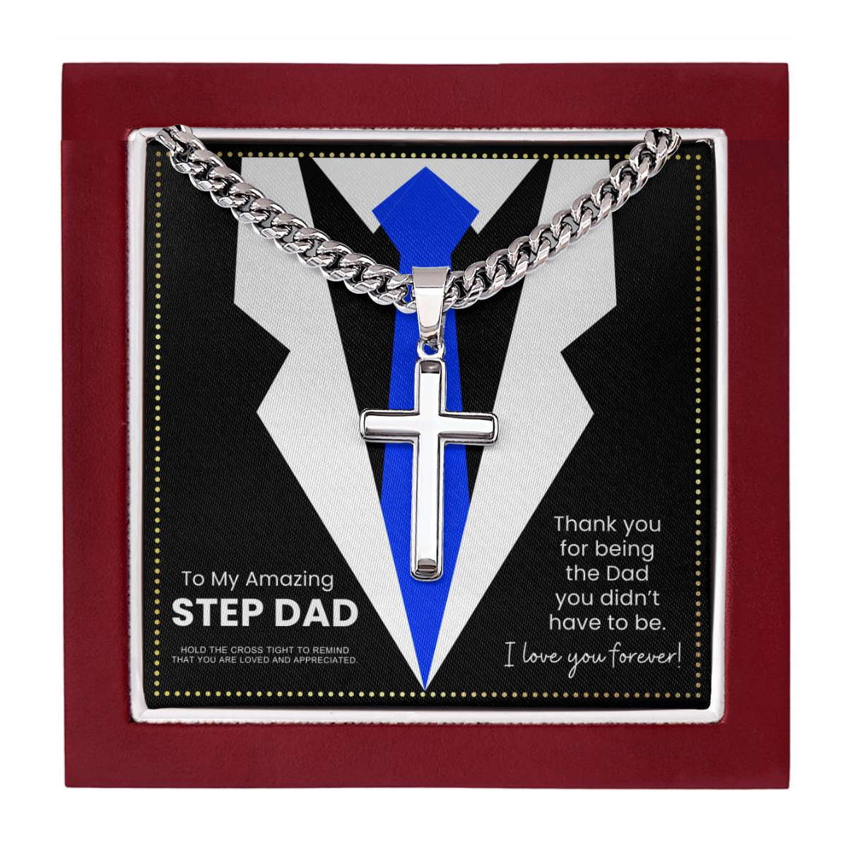 JGF Jewelry Gifts for Family Sterling Silver Cross Necklace For Step Dad