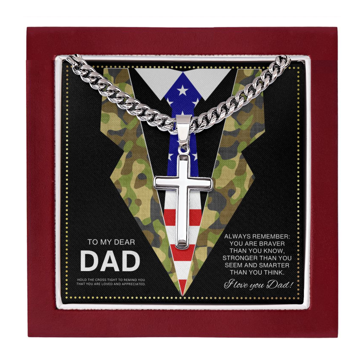 JGF Jewelry Gifts for Family USMC Necklace Marine Corps Necklace American Flag Cross Necklace for Dad