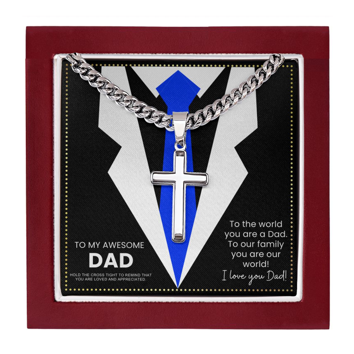 JGF Jewelry Gifts for Family Dad Cross Necklace From Son And Daughter