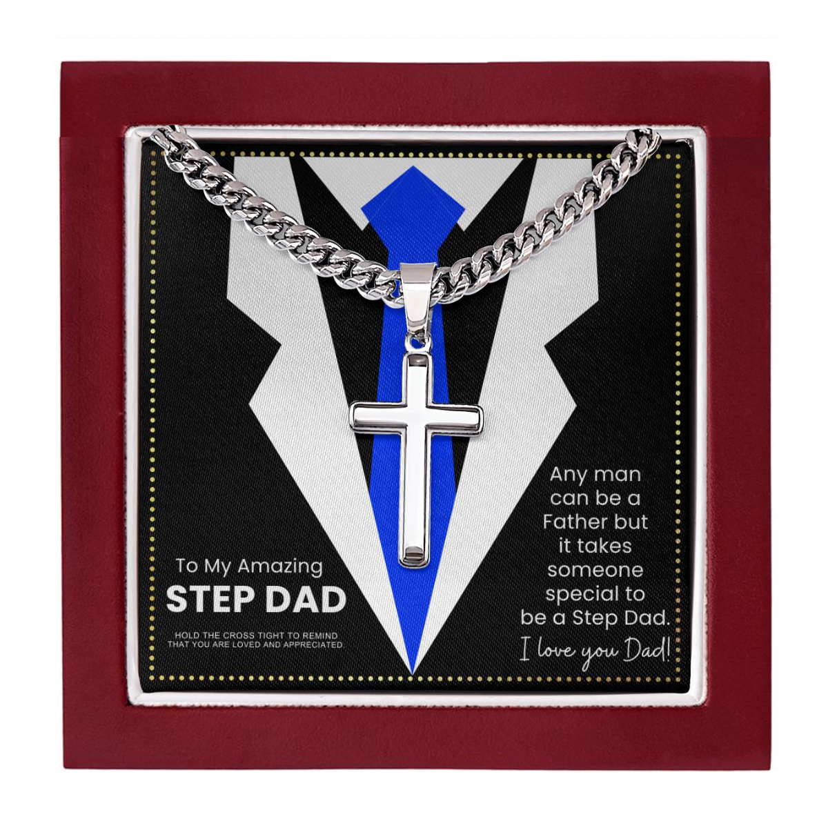 JGF Jewelry Gifts for Family I Love My Step Dad Cross Necklace