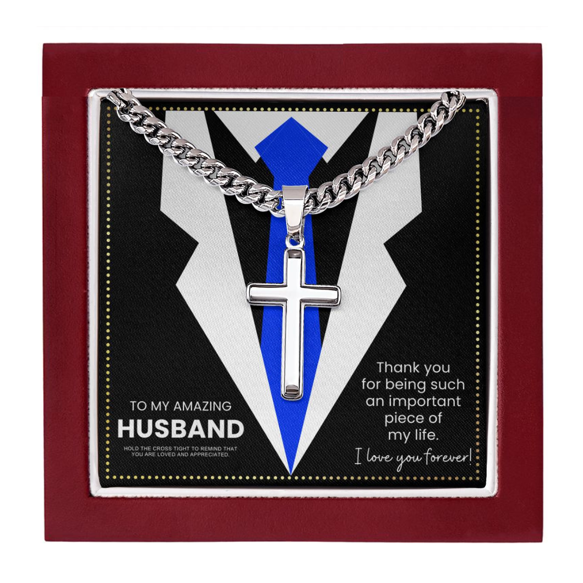 JGF Jewelry Gifts for Family 4th Anniversary Cross Necklace For Men Silver Presents For Husband