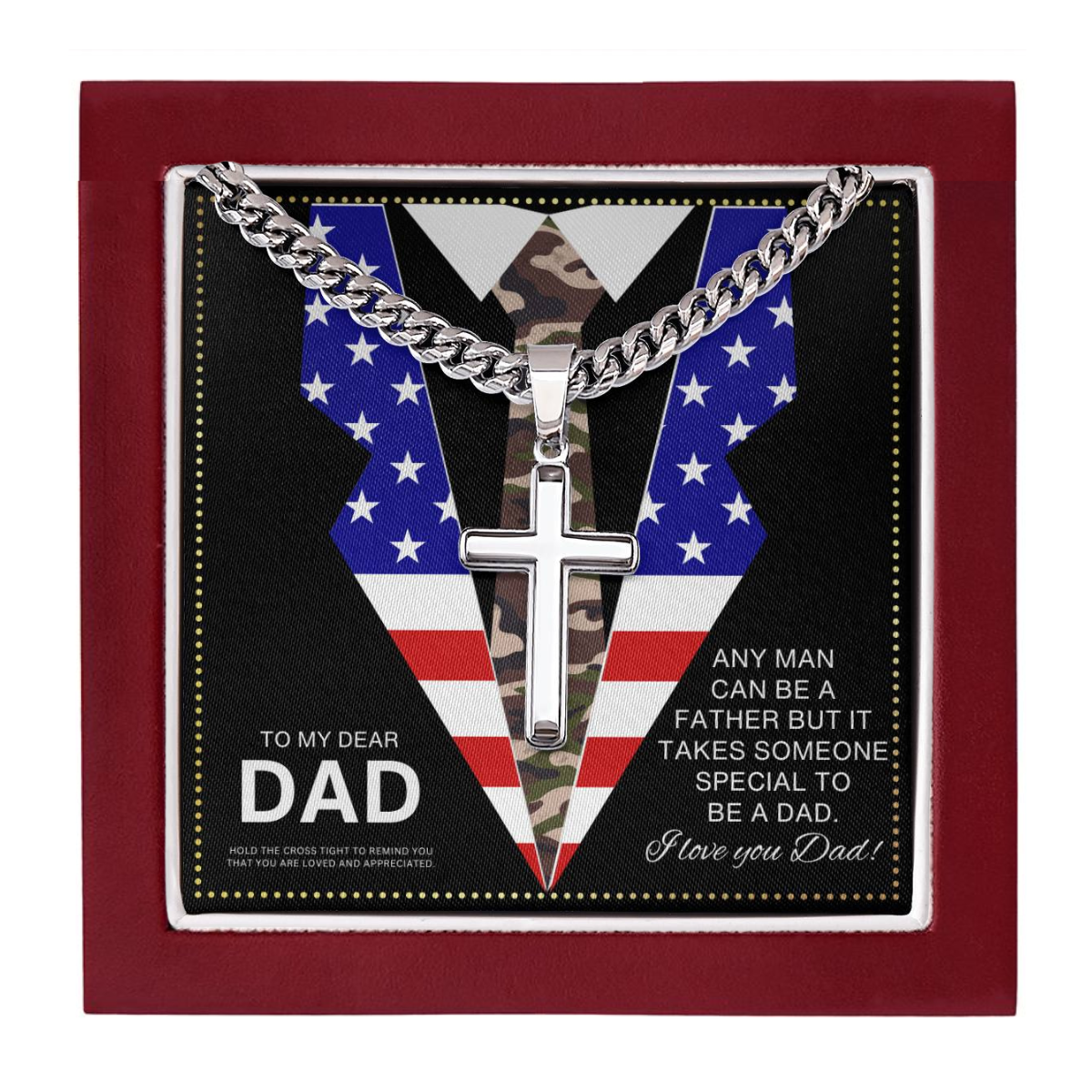 JGF Jewelry Gifts for Family Cross Necklace American Flag Army National Guard for Dad