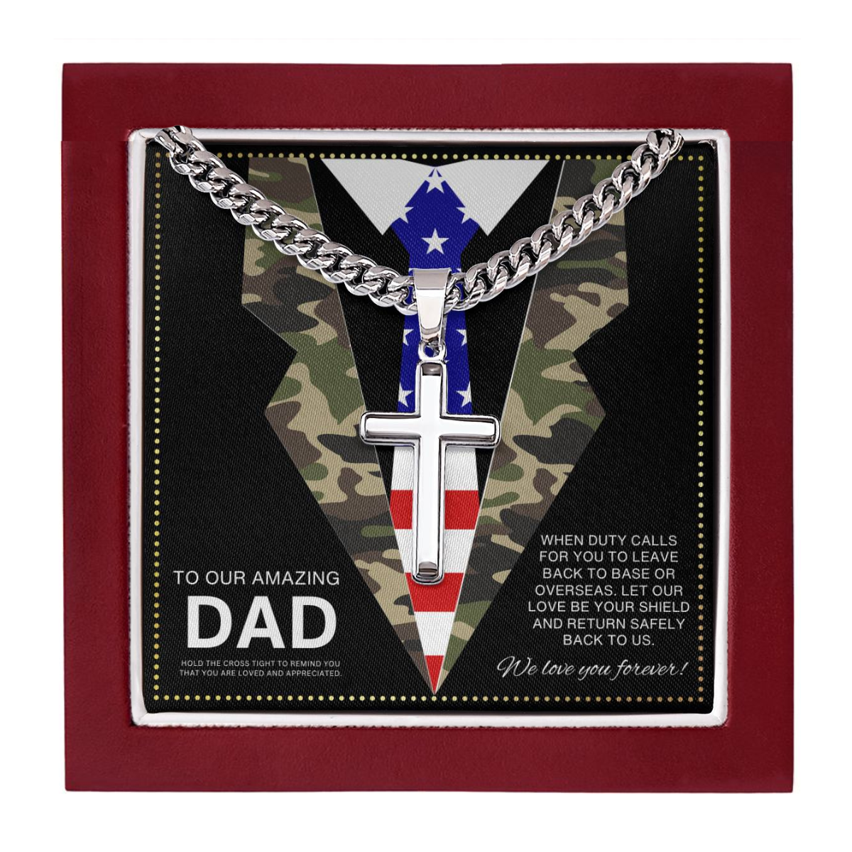 JGF Jewelry Gifts Dad Marine Corps Necklace USMC Necklace American Flag Cross Necklace