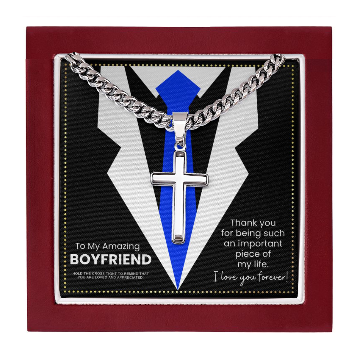 JGF Jewelry Gifts for Family Cross Necklace For Him I Heart My Future Husband