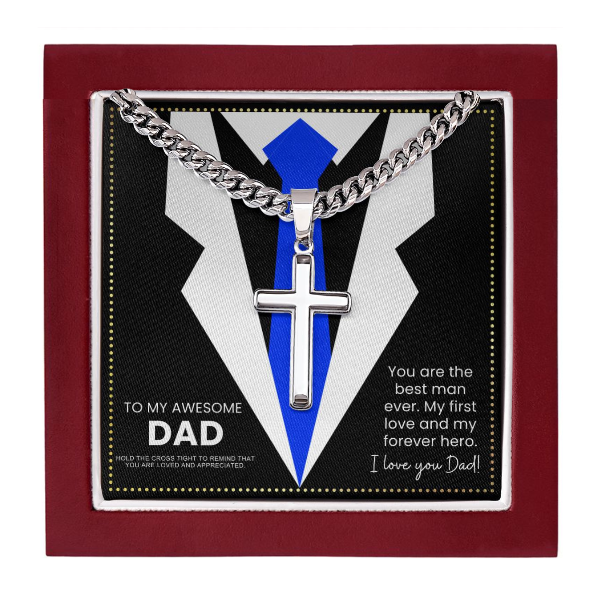 JGF Jewelry Gifts for Family Sterling Silver Cross Necklace For Dad From Son