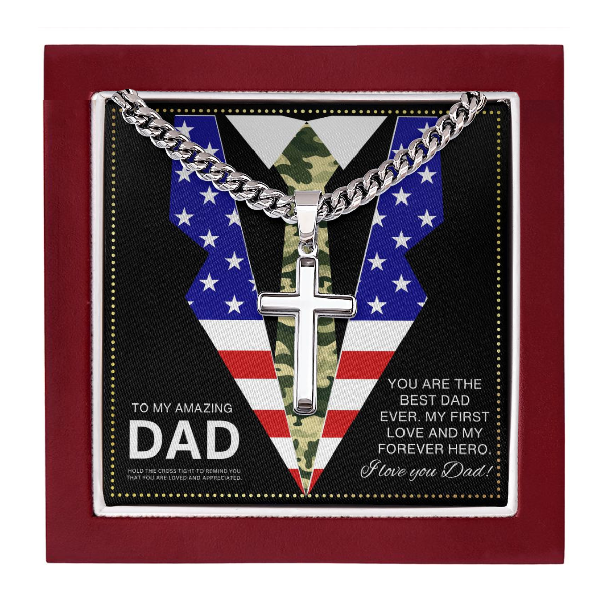 JGF Jewelry Gifts for Family Army Dad Gifts From Daughter Army Necklace For Men