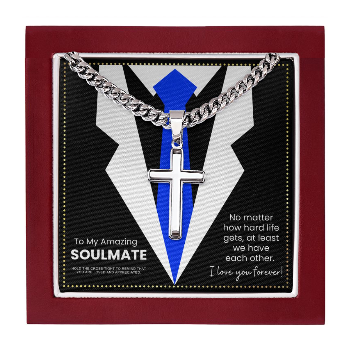 JGF Jewelry Gifts for Family Sterling Silver Cross Necklace For My Soulmate