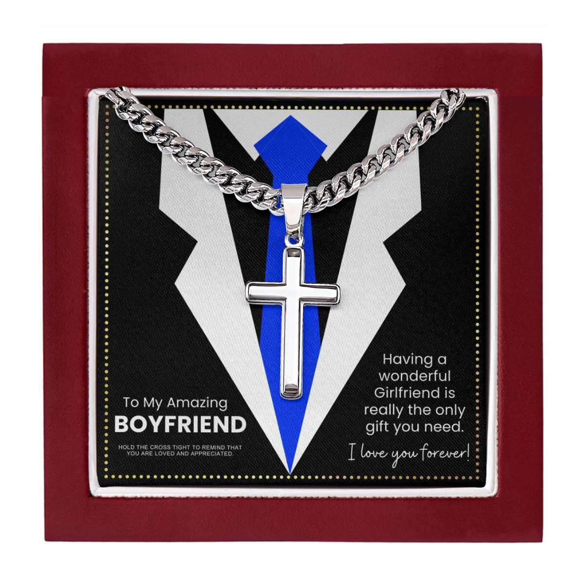 JGF Jewelry Gifts for Family To My Future Husband Silver Cross Necklace