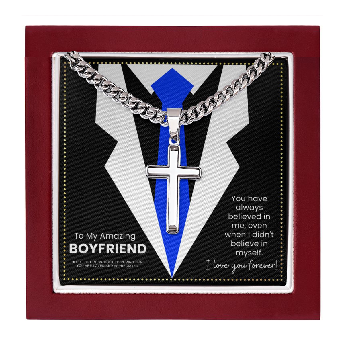 JGF Jewelry Gifts for Family Sterling Silver Cross Necklace To My Future Husband