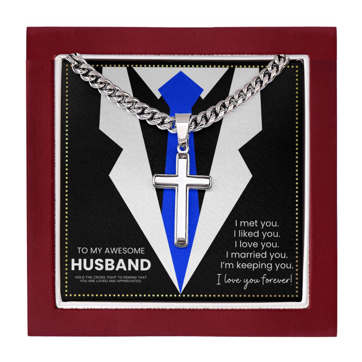 JGF Jewelry Gifts for Family Husband Birthday Card From Wife Romantic Silver Necklace For Men