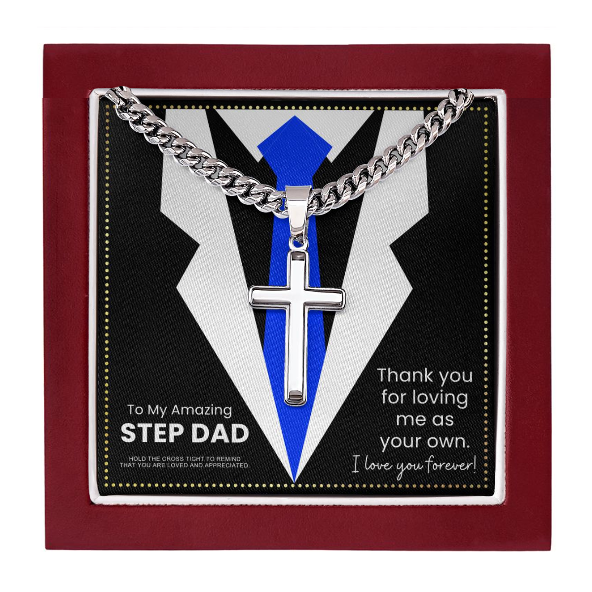 JGF Jewelry Gifts for Family To My Step Dad Cross Necklace From Step Son