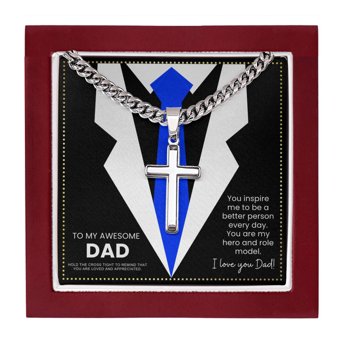 JGF Jewelry Gifts for Family My Dad Is Awesome Cross Necklace For Him