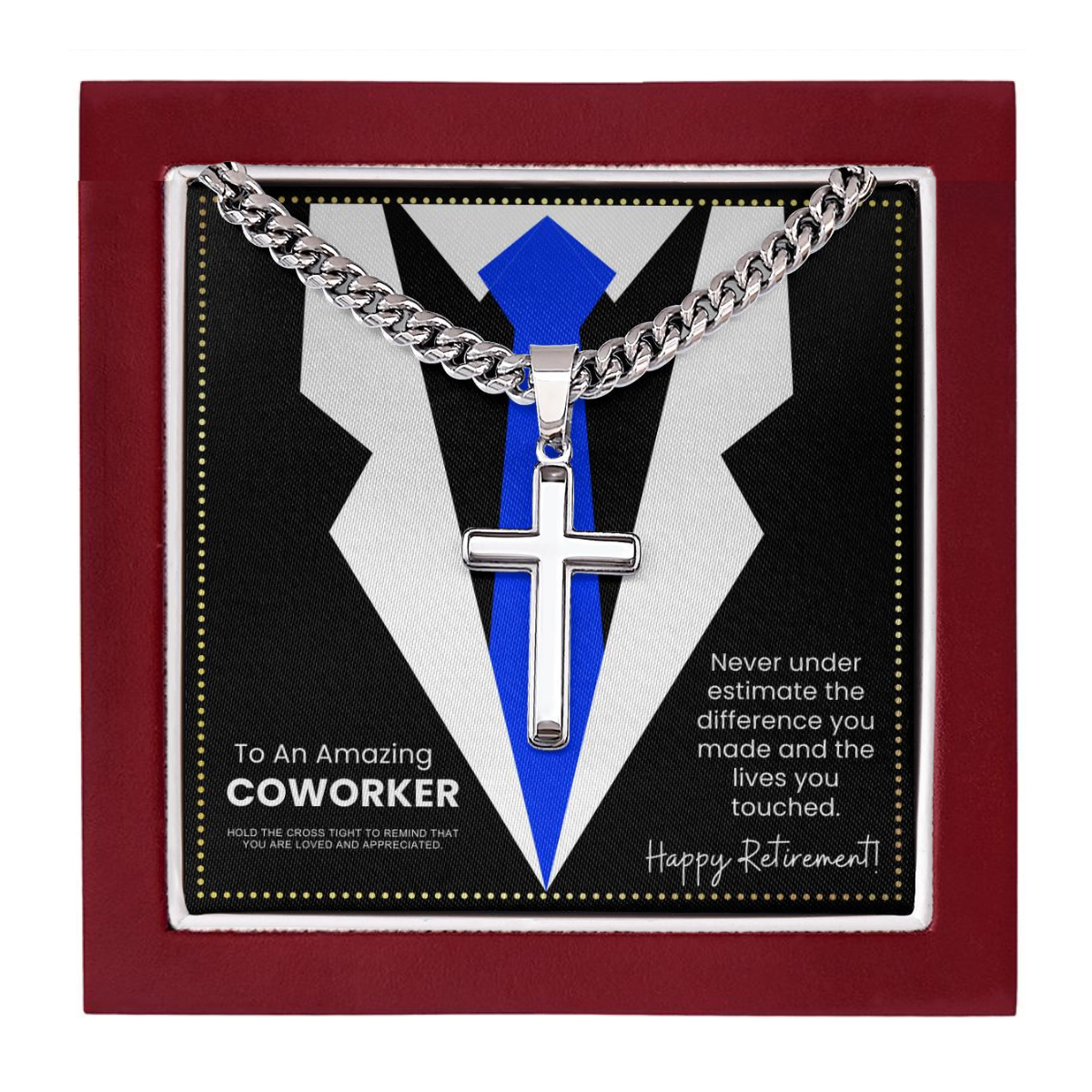 JGF Jewelry Gifts for Family Retirement Cross Necklace Presents For Men Coworker