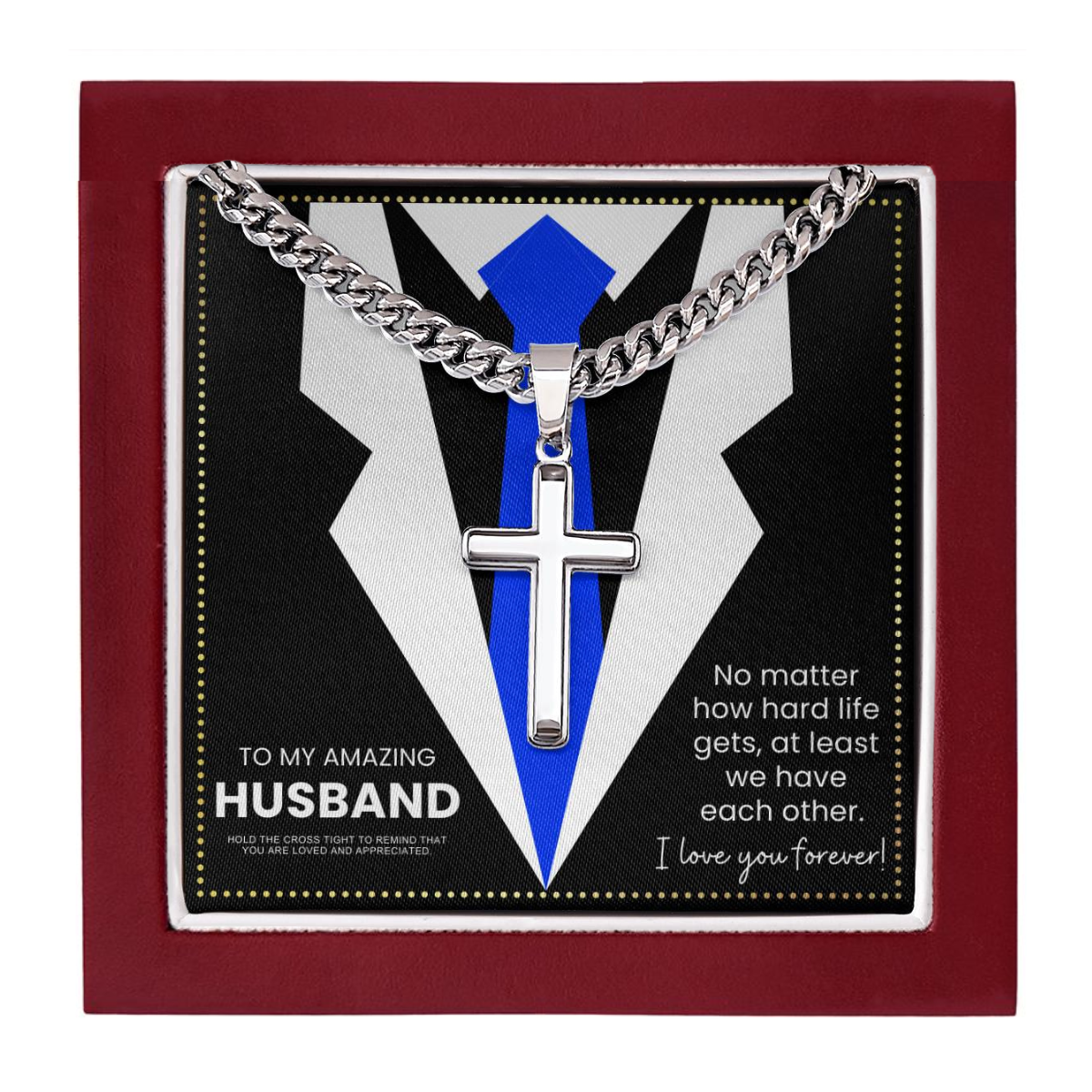 JGF Jewelry Gifts for Family Husband Birthday Message Card From Wife Religious Men Crucifix Cross Necklace Catholic